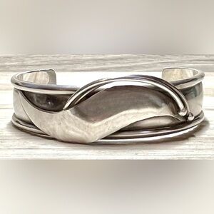 Handmade Native Lucille Calladitto Sterling Silver Abstract Cuff Bracelet
